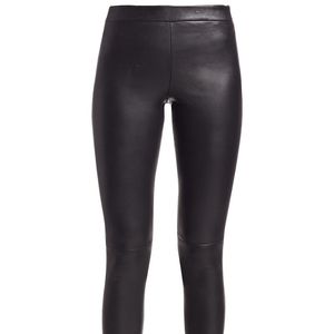 Theory Size 8 Adbelle L2 Bristol Lamb Leather Solid Black  Leggings Pants $995